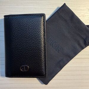 Dior Navy Blue Leather Bi-Fold Wallet Cardholder